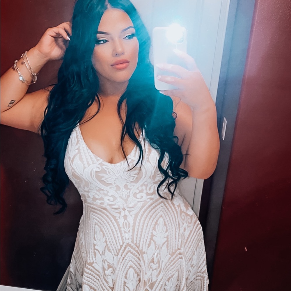 White sparkly formal mini dress